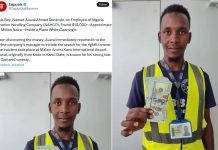 This Boy, Named Auwal Ahmed Dankode, an Employee of Nigeria Aviation Handling Company (NAHCO), Found $10,000—Approximately 16 Million Naira—Inside a Plane