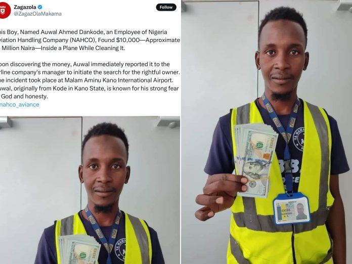 This Boy, Named Auwal Ahmed Dankode, an Employee of Nigeria Aviation Handling Company (NAHCO), Found $10,000—Approximately 16 Million Naira—Inside a Plane