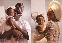 Wofai Fada and Taiwo Cole unveils baby’s face as they celebrate her dedication